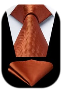 Enlision Cravate Orange Homme Couleur Unie Fete Cravate et Pochette Set pour Mariage Festival Cadeau