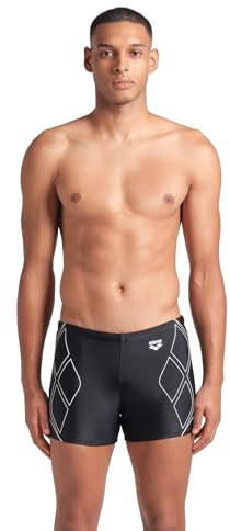 Arena Men's Graphic Swim Short Bañador Corto, Black-White, 85