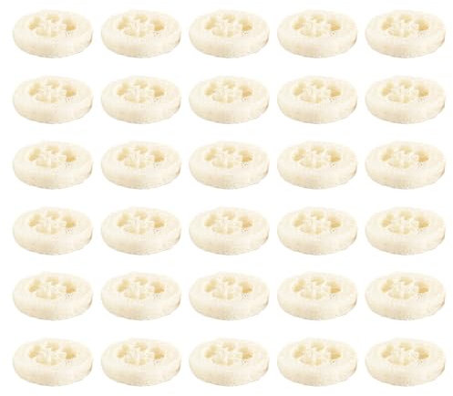 30 Stück Luffa Schwamm,Loofah Schwamm Luffa Seifenablage Luffaschwämme Natur Luffa Schwamm Seifenkissen Kann Lange Verwendet Werden Luffa-Schwamm-Seifenpads für Dusche Badezimmer Küchenarbeitsplatten
