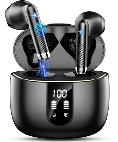 Bluetooth 5.4 Kopfhörer, In Ear Kopfhörer Kabellos Bluetooth 2025 Neu Kabellose Kopfhörer mit 4 ENC Mic, Noise Cancelling Earbuds 48Std Tiefer Bass, USB-C, IP7 Wasserdicht Sport Ohrhörer, LED-Anzeige