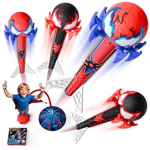 Spielzeug ab 3 4 5-12 Jahre Jungen,Raketen Spielzeug für Kinder 4 Raketen mit Netz-Design Pumpe Geschenk Junge 3-12 Jahre Kinderspielzeug Garten Outdoor Spiele - Ostergeschenke für Kinder