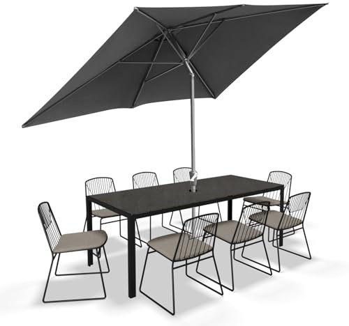 Jaxguom 140x210CM Sonnenschirm Rechteckig Anthrazit Gartenschirm Terrassenschirm Sonnenschutz Sonnenschirm Kippbar Großschirm für Balkon,Terrasse,Garten