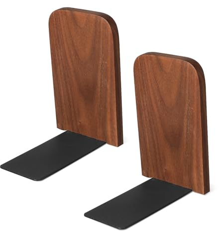 Angoily 2 Piezas Sujetalibros de Madera Decorativos Soporte Pesado Antideslizante para Estanterías de Vintage Organizador Estable para Libros Escritorio y