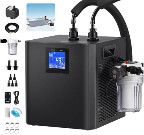 Cashwise Enfriador de baño de Hielo para bañeras de inmersión fría, enfriamiento rápido, recuperación Muscular definitivo, con Manguera aislada, 2 Bombas y Filtro PP de 3 micrones