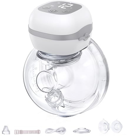 Haokoo Electric Breast Pump Wearable, Hands-Free & Ultra Quiet 40dB Portable Pump with 3 Modes & 12 Levels, Long Battery, Lightweight 201g for Working & Nursing Moms, BPA-Free