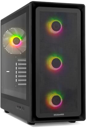 NOX XTREME PRODUCTS HUMMER AERO – Mid-Tower ATX | M-ATX | ITX, Include 4 Ventole ARGB PWM 140 mm, Fronte Mesh, Laterale in Vetro Temperato, USB-C e USB 3.0, Supporto GPU fino a 420 mm, Nero