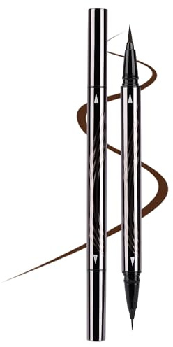 Erinde 2-in-1 Braun Eyeliner, Doppelspitze Brown Eyeliner mit Fein- und Breitspitze, Hochpigmentiert, Wasserfest & Langanhaltend, Wischfest, Mattes Finish, Anfängerfreundlich, Vegan & Tierversuchsfrei