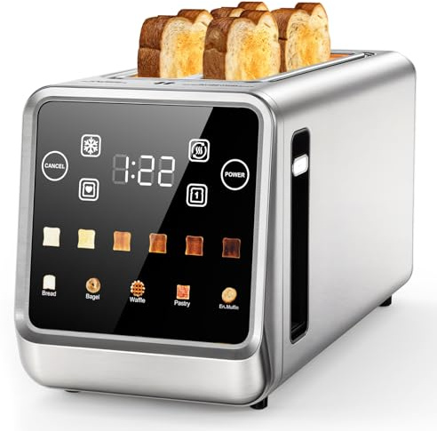 4 Slice Long Slot Toaster – 6 Shade Settings for Family Breakfast