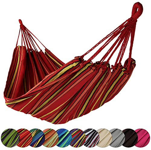 BB Sport Hängematte XL 220 x 170 cm max. Belastbarkeit 250 kg Tragetasche 1-2 Personen Camping Garten Balkon Terasse Wetterfest, Farbe:Indonesien