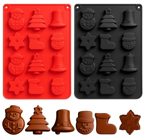 com-four® 2x Silikon Formen für Pralinen - Pralinenformen für Weihnachten - Backform aus Silikon für Pralinen, Bonbons oder Eiswürfel [Auswahl variiert]