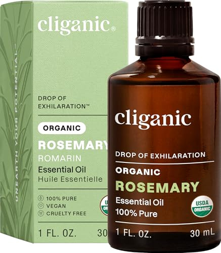Cliganic Organic Rosemary Essential Oil, 1oz - 100% Pure Natural Undiluted, for Aromatherapy | Non-GMO Verified