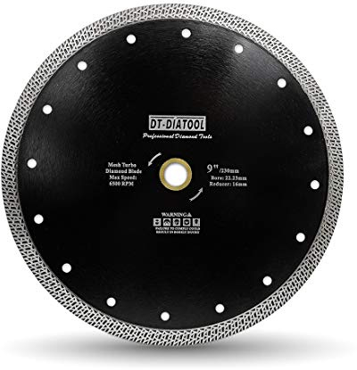 DT-DIATOOL Disque à Tronçonner Diamante 230 mm x 22,23 mm/16 mm Lame de Scie avec Maille Turbo pour Porcelaine Tuile Marbre Céramique Granit