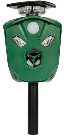 Répulsif Solaire pour Animaux Sauvages, Loups, Renards, gins, capteur de Mouvement avec Protection 360°, ultrasons et Sons Lumière Flash