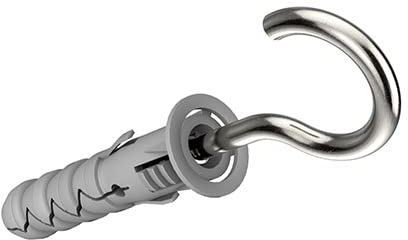 Keple C-förmige Hakenschrauben mit Dübeln 8/4,5X65, Ösenschrauben, selbstschneidenden C-Haken und Nylon Rawl-Befestigungen, Universal-Spreizdübel und Wandhaken (50 Stück)