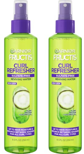 Garnier Fructis Curl Refresher Reviving Water Spray, Sulfate Free, 8.5 Fl Oz, 2 Count (Packaging May Vary)