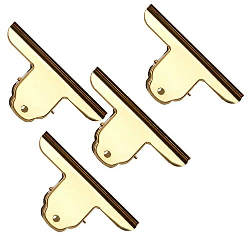 4 st stora bokklämmor, 10 cm pappersklämmor i rostfritt stål för dokument, ritbord, kontorsmaterial (guld)