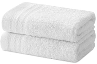 Degrees Home – Set mit 2 Bidet-Handtüchern, Badetüchern, kleinen Handtüchern, 100 % Baumwolle, 480 g/m², Maße 30 x 50 cm - WEISS