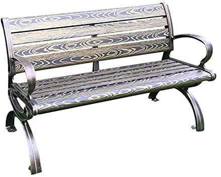 Loungebänkar utomhus, gårdsbänk i gjuten aluminium med armstöd, rostsäkra metallbänkar för parkträdgårdsterrasser, lämplig för gräsmatta/balkong/trädgård/park