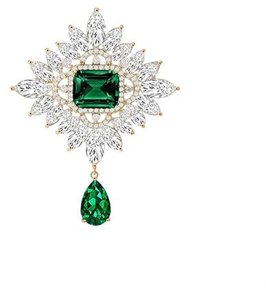 YAHOYA Eleganza Vintage Corte Verde Cristallo Spilla Moda Matrimonio Zircone di Lusso Gioielli Regalo Banchetto Abbigliamento Accessorio Cappotto Distintivi
