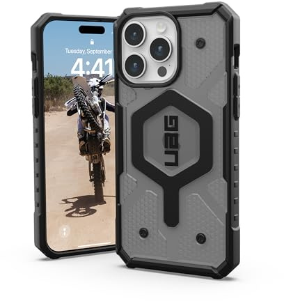 URBAN ARMOR GEAR UAG Case [Updated Version] Compatible with iPhone 15 Pro Max 6.7 Pathfinder Clear Ash/Black Built-in Magnet Compatible with MagSafe Charging Transparent Dropproof Protective Cover