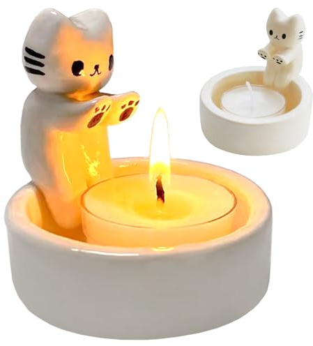 Katzen Kerzenhalter, Firmung Katze Deko Katzen Teelichthalter, Cat Candle Holder, Süße Geschenke Für Katzenliebhaber, Wohnzimmer Schlafzimmer Deko Tischdeko