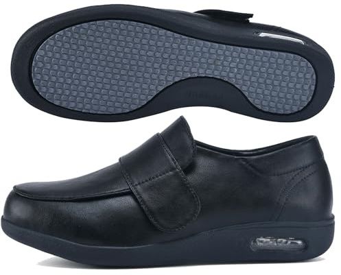 AEHO Zapatos Ortopédicos para Mujer de Ancho Especial, Sin Cordones, Impermeables, Cuero PU, Negro, 38 EU