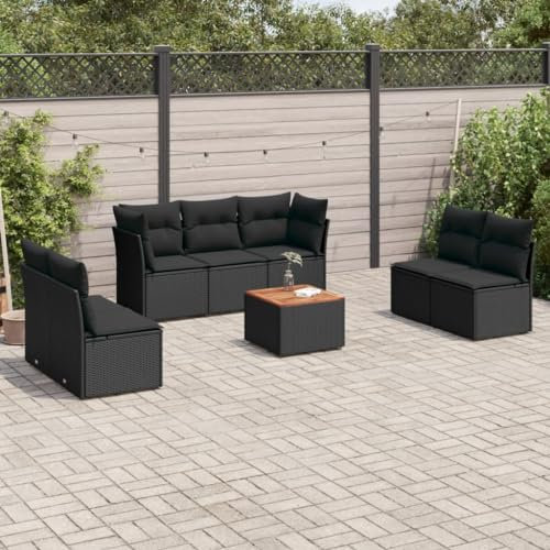 SECOLI Conjunto de muebles de jardín de ratán con espacio de almacenamiento, XXL, muebles de terraza, sofá de salón, grupo de asientos de ratán, muebles de esquina, juego de muebles de balcón, color