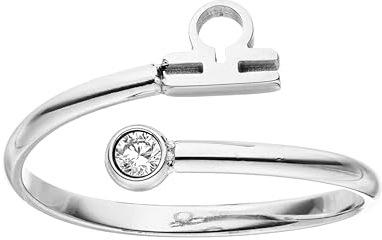 Purelei® Sternzeichen Ring Waage (Silber) – Wasserfester Damenring aus langlebigem Edelstahl – Verstellbare Ringe von Größe 60 bis 66 – Modeschmuck für deinen individuellen Look