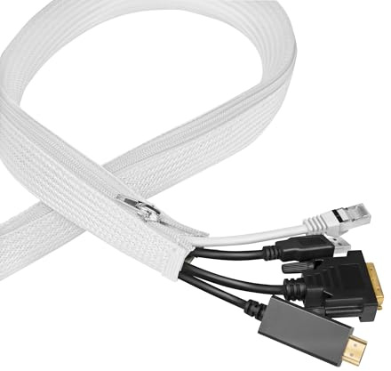 LogiLink KAB0091 - Kabelschlauch mit Reißverschluss, Ø 50 mm, Farbe: Weiß, 5 m