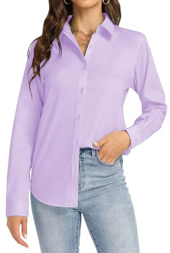 J.VER Ladies Shirts Long Sleeve Stretch Dress Fitted Shirt Solid Blouse