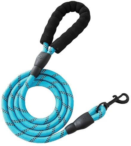 GoesWell Guinzaglio per cani,Resistente e leggero, con manici in morbida schiuma e strisce riflettenti, adatto a cani di piccola, media e grande taglia. (blue,150cm x 1.2cm)