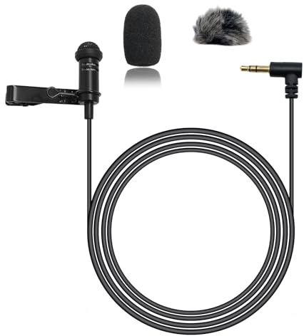 NewTH Lavalier Micrófono de solapa condensador micrófono condensador con cable Lav micrófono para Rode GO II Wireless Pro, para DJI Wireless Mic 2 (90 grados 3.5 mm TRS Plug para DJI y para Rode)
