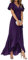 Minetom Robe De Soirée pour Mariage Invité Longue Femme Col V Mousseline A Line Manches Courtes Plissé Fendue Fluide A Violet L