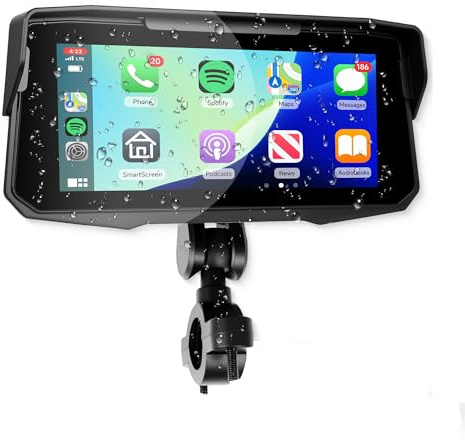 VECHTEL Navigatore Moto Carplay Android Auto senza Fili, 6.86 Pollice HD Touchscreen Navigazione per moto con Impermeabile IP68, EQ, Bluetooth, Assistente Siri/Goo-gle, TPMS