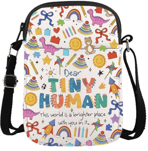 JTOUK Pediatric Nurse Gift Peds Graduation Gift Dear Tiny Human This World Is a Brighter Place Pediatrician Crossbody Bag (Tiny Human CR EU)