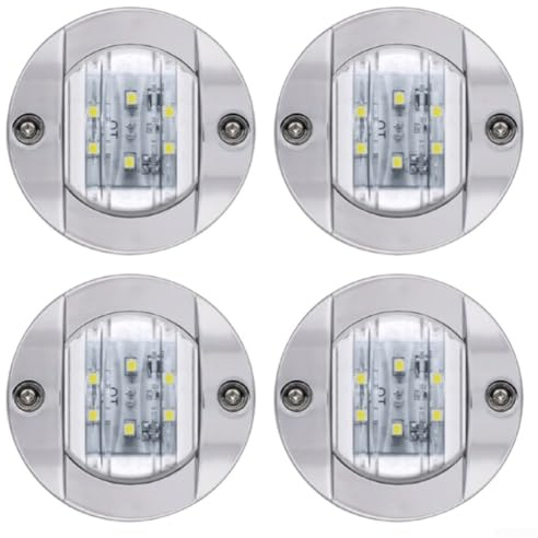 4 pcs LED For Boat Deck Lights, 12V Round Marine Lamps for Various Applications Including Night Lighting (Blue)