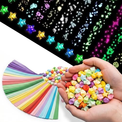 hankousi 510 fogli di carta per origami che si illuminano al buio, colore sfumato, strisce luminose di carta per decorazioni e artigianato fai da te