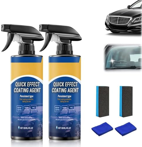 2PCS Quick Effect Coating Agent, Car Quick-Acting Coating Agent Spray, 3 in 1 High Protection Car Coating Spray, Car Polish Ceramic Coating Sprays, Multi-Functional Coating Renewal Agent for All Cars