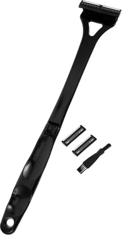 SAFIGLE Rasoio per Schiena e Tagliacapelli per Corpo Impugnatura Ergonomica e Lama Tripla per Uso a Secco e Umido, per Palestra e Viaggi Maschili