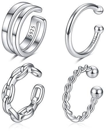 CHIC & ARTSY Cuff Earrings 925 Sterling Silver Ear Cuff Earrings Non Piercing Fake Helix Cartilage Cuff Earrings Various Style Conch Ear Cuffs Fine Jewelry for Women Man