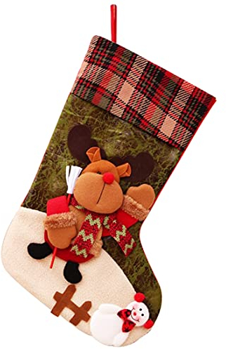 Calza di Natale Set 1 Pezzi ZHUYAO-Calza Natalizia 47x29cm Albero di Natale, Decorazioni stagionali -Borsa Regalo Candy Pouch Bag con Renna