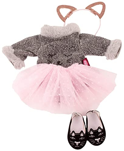 Götz 3403396 Kombination Cat - Puppenbekleidung Gr. XL - 5-teiliges Bekleidungs- und Zubehörset für Stehpuppen 45-50 cm