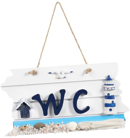 FOMIYES Lamiera Di Legno Segno D'acqua Decorazione Per La Casa Pannello Da Bagno In Legno Deco Wc Pannello Wc Nautico Bordo Di Mare Bambù Segnale Spiaggia