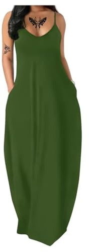Fussangshu Women's Summer Maxi Dress Long Dress Casual Boho Sleeveless Strap Smocked Tiered Long Beach Sun Dresses