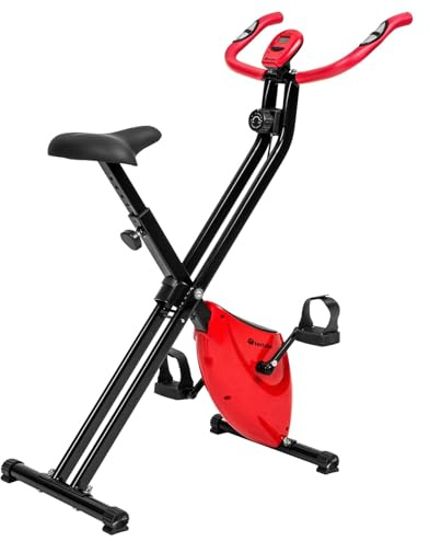 tectake Vélo d'Appartement Pliable pour Sport maison Cardio-Training Velo Elliptique Pliable Ergometre Sport Fitness Cardio Gym avec Ordinateur LCD Materiel de sport