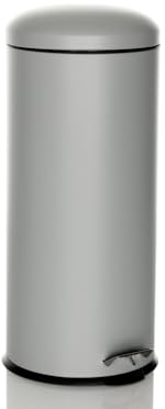 hjh OFFICE Mülleimer 30 Liter CLEAN VIII Metall Abfalleimer luftdicht schließend, hygienischer Treteimer 30L Grau, 741101