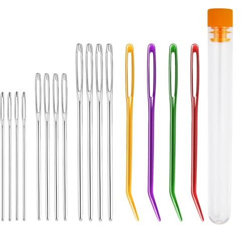 GRVICH 16 Pcs Large-Eye Blunt Needles, Darning Needle, Darning Needles for Wool, Crochet Needles, Tapestry Needle, Wool Needles for Sewing Up Knitting for Crochet DIY Crafts (Random Colors)