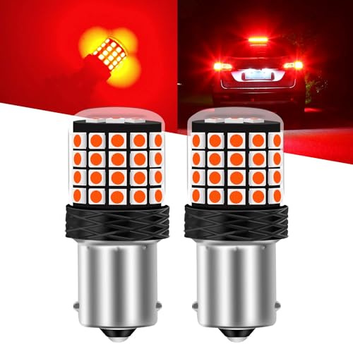 Sidaqi 1156 BA15S P21W LED Red Brake Light Bulbs 12-24V 54SMD 3030 42W Super Bright 2200LM P21W 382 LED Bulb for Brake Lights Backup Reverse Lights Parking Lights Stop Tail Light Bulbs-2PCS