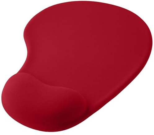 OcioDual Tappetino Mouse Poggiapolsi, Tessuto Morbido con Base in Gomma Antiscivolo, Colore Rosso, Tappetino Mouse Ergonomico con Supporto in Gel, Gioco, Ufficio
