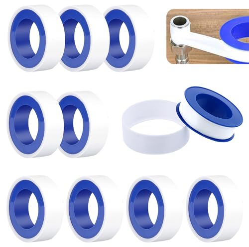 SRTSTR Lot de 10 Teflon Plomberie Teflon Ruban 15mm x 10m PTFE Ruban Etancheite Plomberie Ruban Ptfe pour Piscines, Cuisines,Robinets, Douches et Baignoires (blanc)